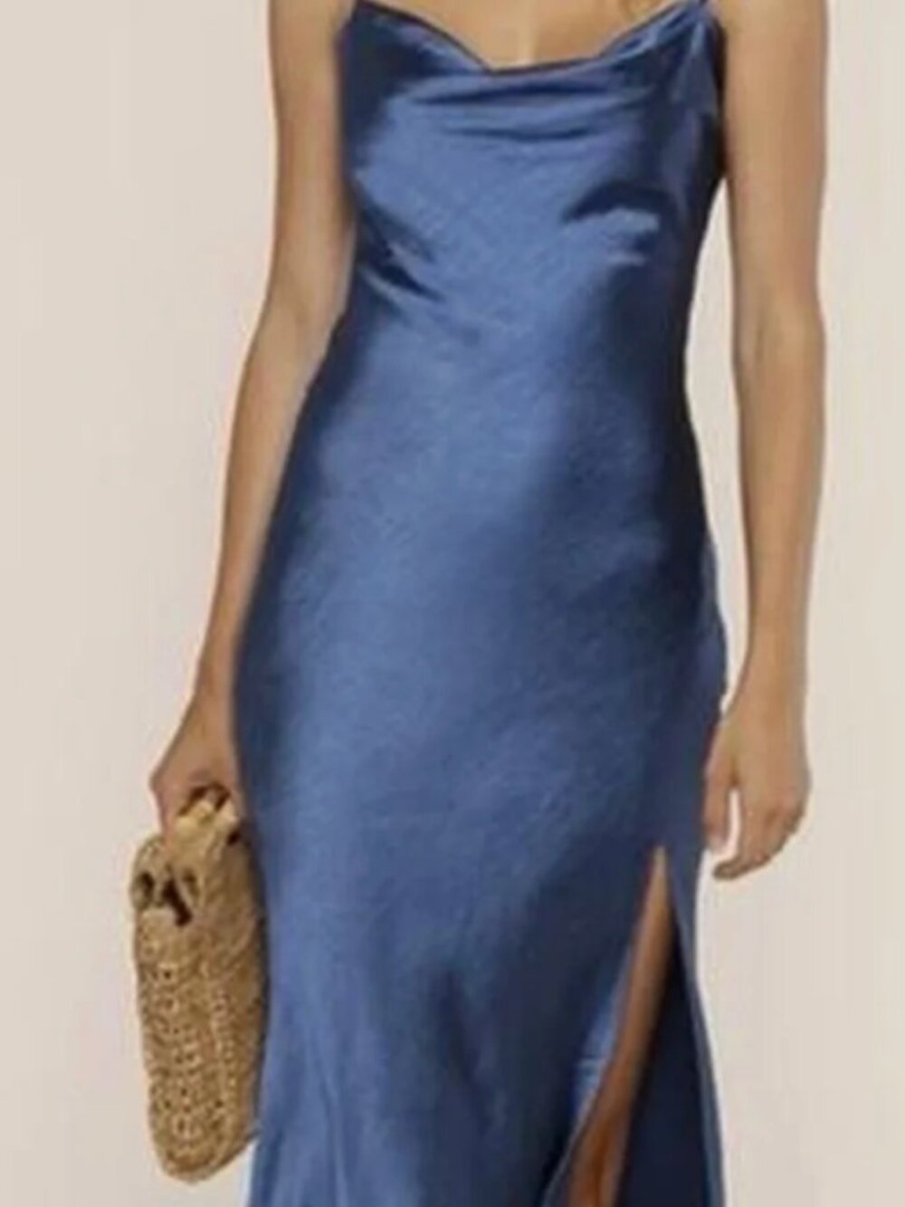 satin slip dress: royal blue